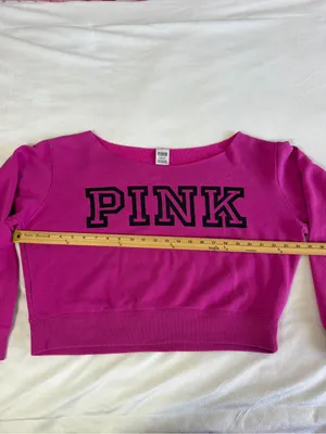 PINK - Victoria's Secret Everyday Lounge Crop Crew Sweater Jacket Top Fuchsia L thumbnail 6