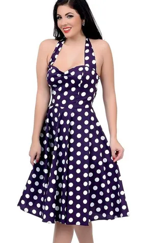 Hell Bunny Vixen Mariam Polka Dot Halter Swing Retro Dress size XS thumbnail 1