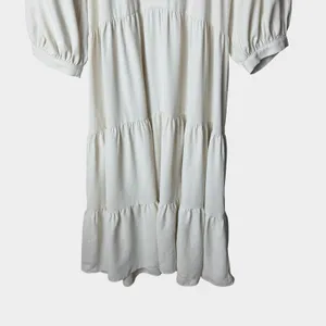 Amanda Uprichard Saffron Ivory Tiered Midi‎ Dress Ruffle Neck Small Coastal thumbnail 6
