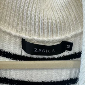 ZESICA Striped Knit Midi‎ Dress White Black Polo Collar Sleeveless Medium Cruise thumbnail 6