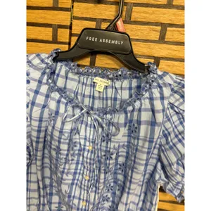 Free Assembly Blue Plaid Top Size‎ Medium thumbnail 4