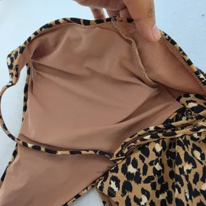Aerie Leopard Print Wrap One Piece Swimsuit Tan Black Cutout Tie Waist L Long thumbnail 9