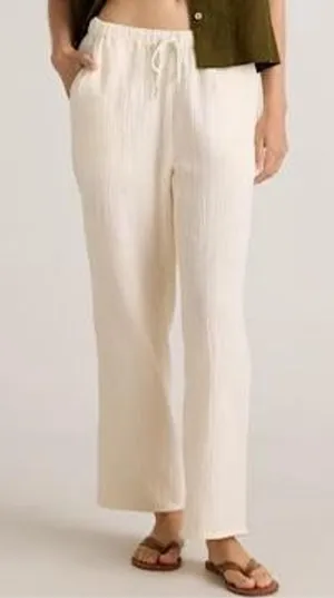 Quince Cream Wide-Leg Drawstring Pants thumbnail 1