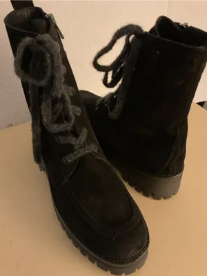 275 Central women black suede leather combat heel boots US 9 thumbnail 1
