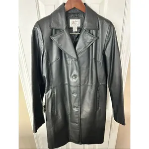 Madison & Max long leather jacket stylish size medium in excellent condition thumbnail 10