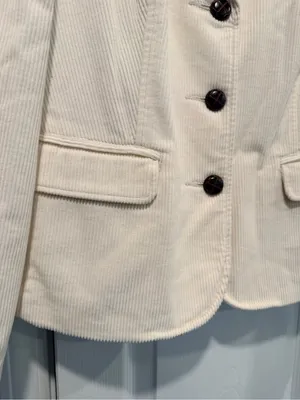 NWT L.L.Bean Size 16 Cream Corduroy Blazer Jacket Cotton Floral Lined Button thumbnail 4
