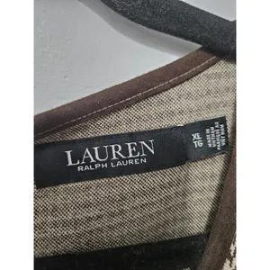 Ralph Lauren Black Label Womens XL Tan Knit Houndstooth Work Shift Dress thumbnail 2