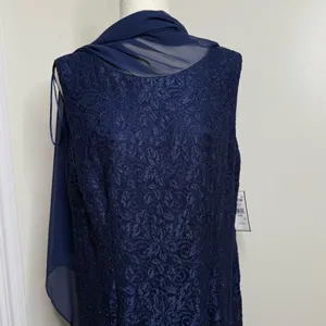 NEW Jessica Howard Navy Blue Formal Dress with Chiffon Overlay Women’s Size 16W thumbnail 4
