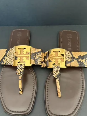 Tory Burch Georgia Leather Tong Sandal Pale Desert Size 7.5B thumbnail 7
