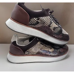 Womens Fashion Sneakers Snake Print Leather‎ Suede Chunky Sole Comfort Shoes 38 thumbnail 6