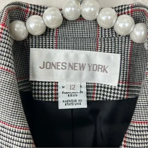 Vintage Jones New York Plaid Herringbone Houndstooth Double Breasted Blazer thumbnail 8