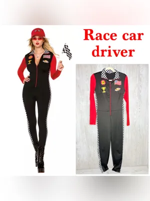 Race Car Driver halloween Costume cosplay long sleeve one piece jump suit med thumbnail 2