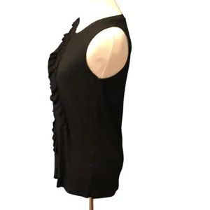 Banana Republic Top Ruffle Front Black thumbnail 3