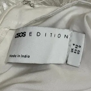 ASOS Edition Women's White Sleeveless Sequin Faux Feather Camisole Mini Dress 0 thumbnail 4