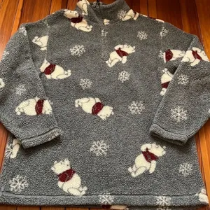 Vintage The Disney Catalog Winnie the Pooh Sherpa 1/4 Sweatshirt Sz S thumbnail 1