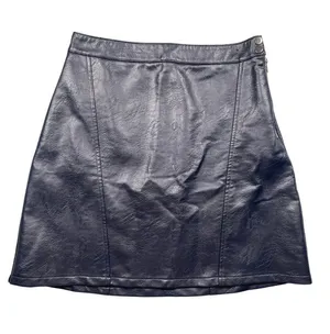 Zara Basic Faux Leather Mini Skirt Size S Dark Navy Blue Side Zip Textured thumbnail 1