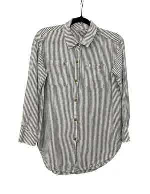 Calia Blue White Stripe Oversized Button Up Swim Pool Beach Coverup Shirt Small thumbnail 1