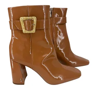 Sam Edelman Women's Corinne Square Toe Dress Booties Desert Camel Patent Sz 8.5M thumbnail 2