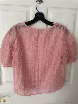 Zara Pink Textured Short Sleeve Top small thumbnail 3