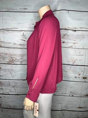 Nanette Lepore NWT Size XL Merlot Scalloped Collar Pleated Button Up Blouse Top thumbnail 2