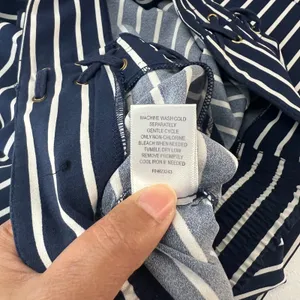 New York & Company Pants Womens XL Navy Blue White Striped Sailor Lace Up‎ thumbnail 13