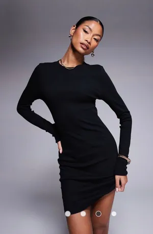 ASOS Dress black ribbed crew size 8 thumbnail 1