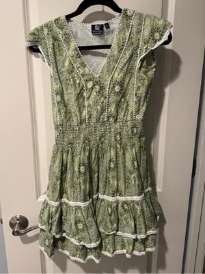 Madison Mathews Green Floral Print Mini Dress | XS thumbnail 1