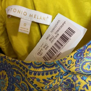 Antonio Melani Liberty Olivia Cotton Yellow Blue Paisley Midi Dress thumbnail 7