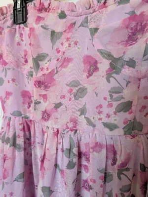 Storia Sleeveless Floral Sweetheart Midi Dress Large Pink/Green thumbnail 8