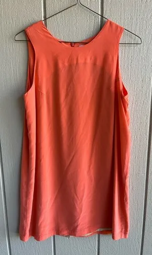 Amanda‎ Uprichard Silk Coral Orange Sleeveless Shift Mini Dress Size L thumbnail 1