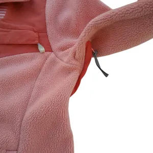 Land's End Womens Small 6-8 Peach Orange Jacket Zip Up Pocket Fleece Fall Winter thumbnail 4