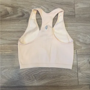 free people FP movement peach pink Ribbed V-Neck Racerback Sports Bra size small thumbnail 2