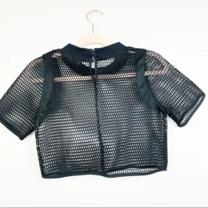 FOREIGN‎ EXCHANGE Black Fishnet Crop Top Size Small thumbnail 4