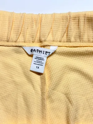 NWT Athleta Wind Down Sleep Shorts 1X Lunaria Yellow Waffle Knit Lounge Plus thumbnail 4