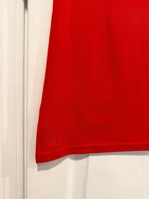 NWOT LRL Lauren Ralph Lauren Size S Red Boat Neck Cuffed Sleeve Top Cotton thumbnail 2