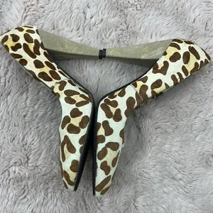 Nicole size 6.5 leather upper animal print heels thumbnail 3