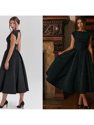 house of Cb Debutante Black Moire Backless midi dress size S NWOT thumbnail 2