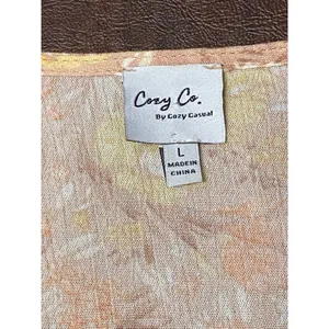 Cozy Co Boho Peach Long Sleeve Mini Dress Pockets Large Prairie Soft Girl Flowy‎ thumbnail 5