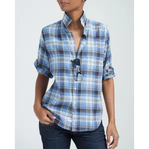 Frank & Eileen Barry Button Down Shirt Womens XS Blue Plaid Cotton‎ thumbnail 3