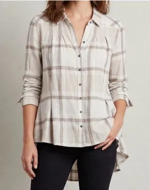 Free People Preppy in Plaid High Low Ruffle Back Flowy Button down size xs thumbnail 1
