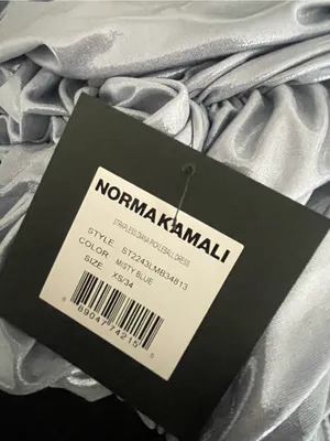 Norma Kamali Strapless Diana Pickleball Dress in Misty Blue Metallic XS New thumbnail 6