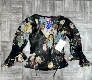 she's cool NEW Vintage Sheer Black Top Size Medium thumbnail 1