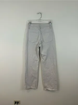 Abercrombie and Fitch The 90's Relaxed Jean in Cream Mixed Media Faux Leather 4R thumbnail 4