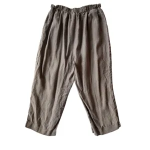 Mosaic USA Pants Women Large Gray Good Cropped Wide Leg Linen Elastic Waist thumbnail 4