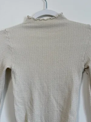 Free People Mara Mock Neck Bodysuit Size Medium M/L Cream Textured thumbnail 4