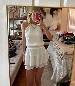 White Sleeveless halter mini dress Size XS thumbnail 2