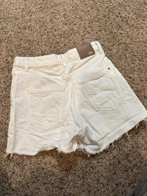 ZARA White Denim Shorts thumbnail 4
