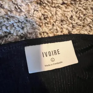 Ivoire Womens Black Ribbed Long‎ Sleeve Tie Front Cropped Button Up Top Size L thumbnail 2