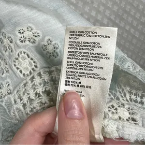Anthropologie White Blue Tie Dye Floral Embroidered Eyelet Top‎ thumbnail 5