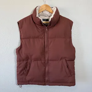 WOTOZR Puffer Vest Womens Size M Brown High Neck Zip‎ Up Sleeveless Quilted thumbnail 5